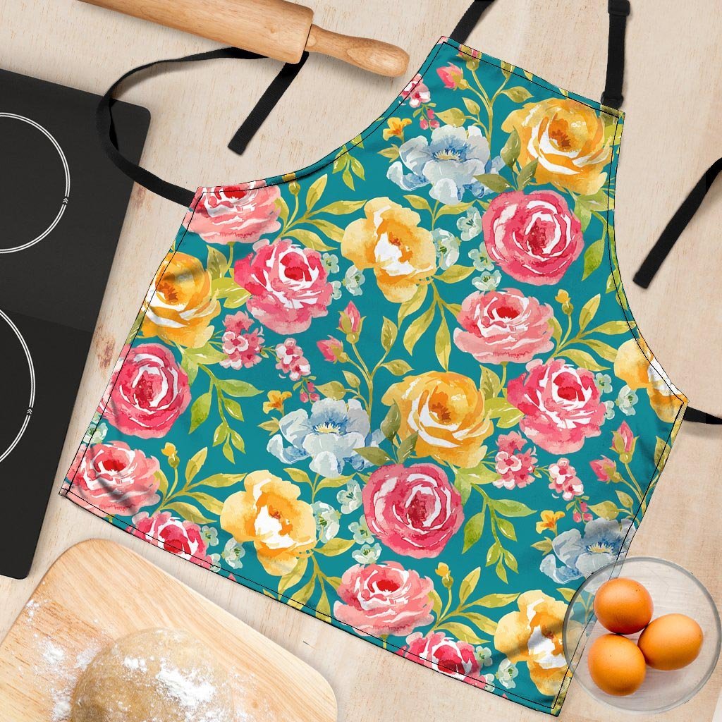 Colorful Rose Flower Women's Apron-grizzshop