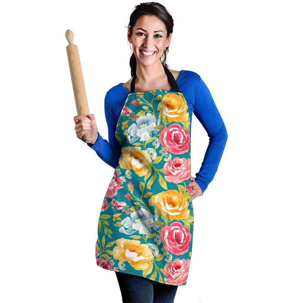 Colorful Rose Flower Women's Apron-grizzshop