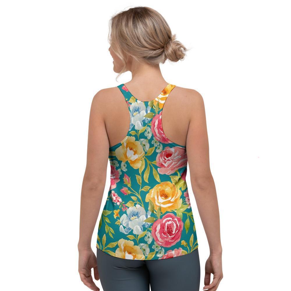 Colorful Rose Flower Women's Racerback Tank Top-grizzshop