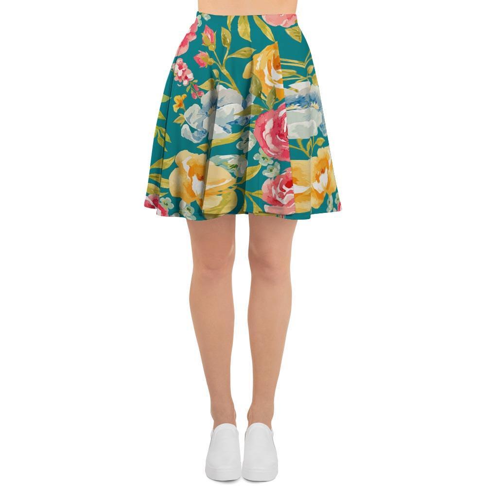 Colorful Rose Flower Women's Skirt-grizzshop
