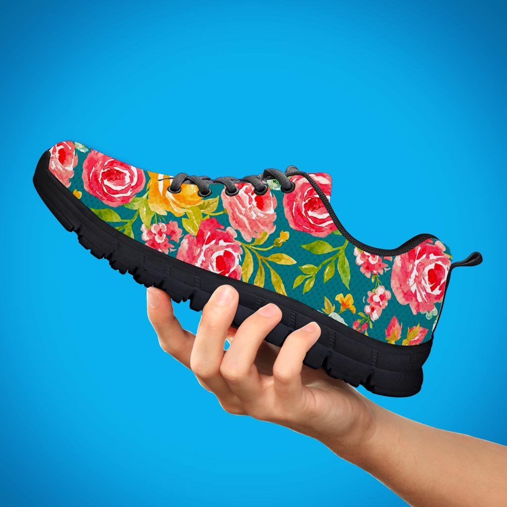 Colorful Rose Flower Women's Sneakers-grizzshop