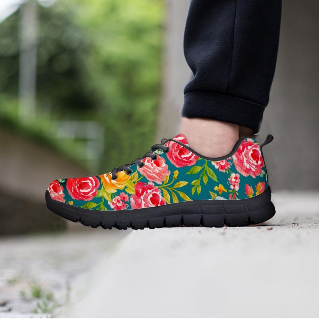 Colorful Rose Flower Women's Sneakers-grizzshop