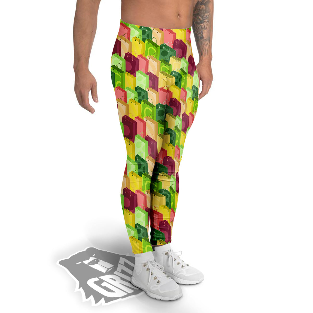 Colorful Shopping Bags Print Pattern Men's Leggings-grizzshop