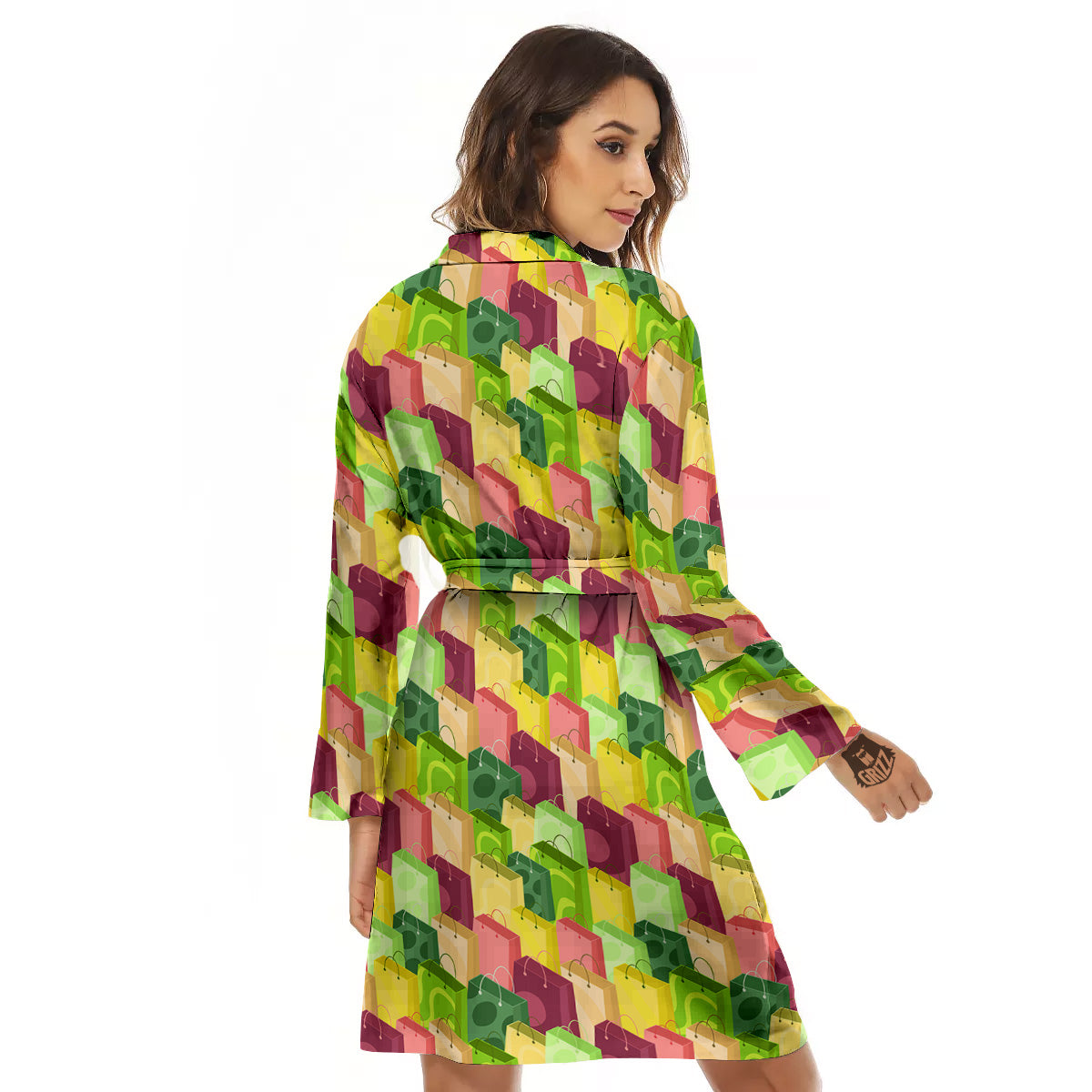 Colorful Shopping Bags Print Pattern Women's Robe-grizzshop