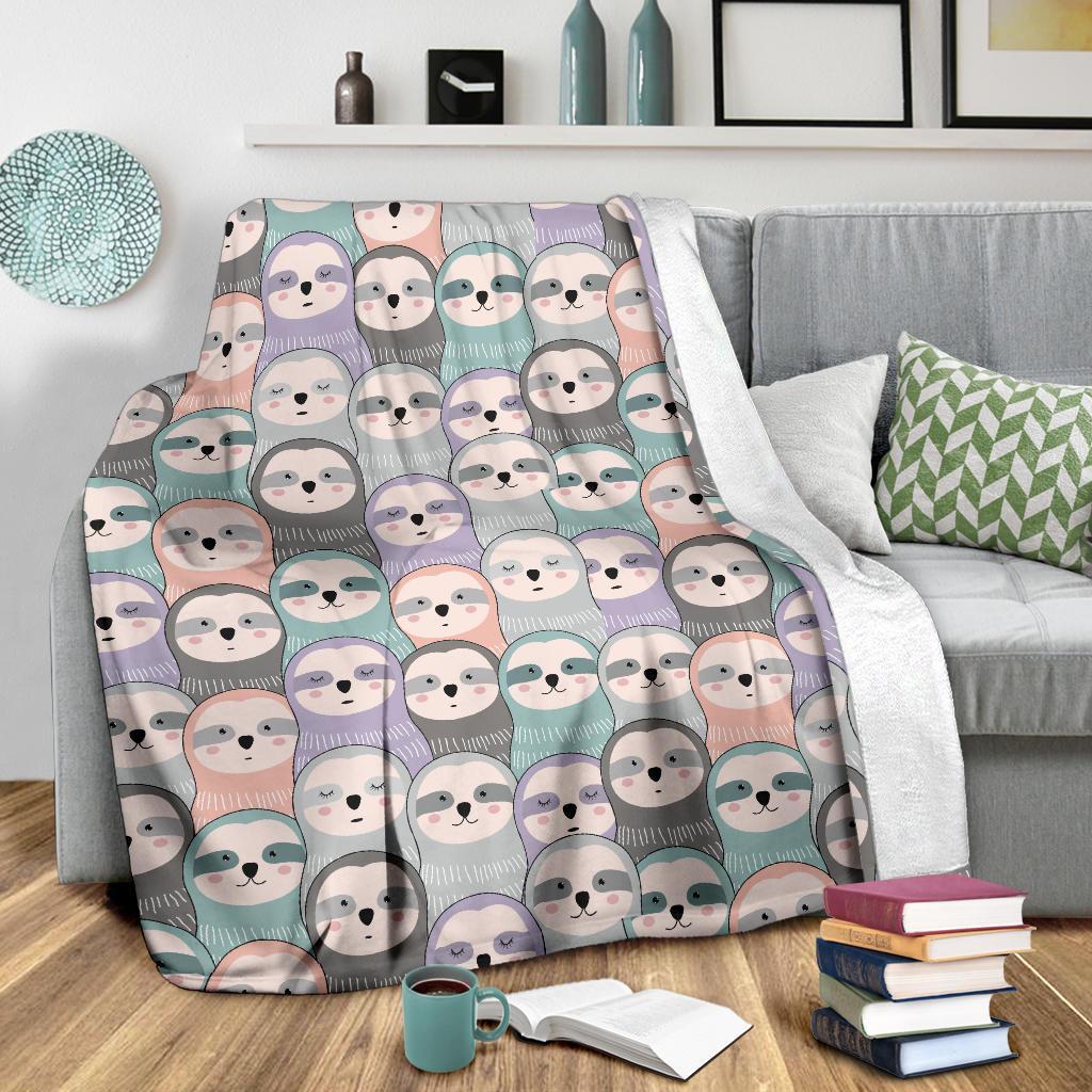Colorful Sloth Pattern Print Blanket-grizzshop