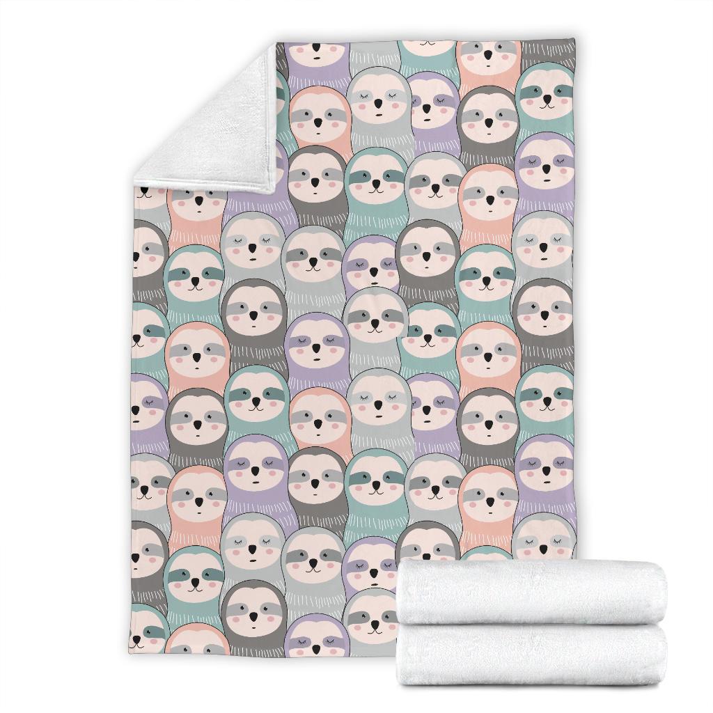 Colorful Sloth Pattern Print Blanket-grizzshop