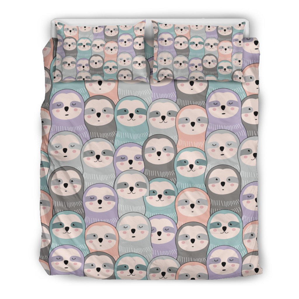 Colorful Sloth Pattern Print Duvet Cover Bedding Set-grizzshop