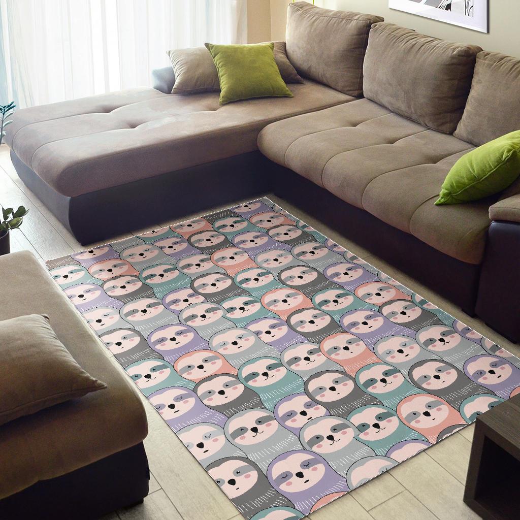 Colorful Sloth Pattern Print Floor Mat-grizzshop