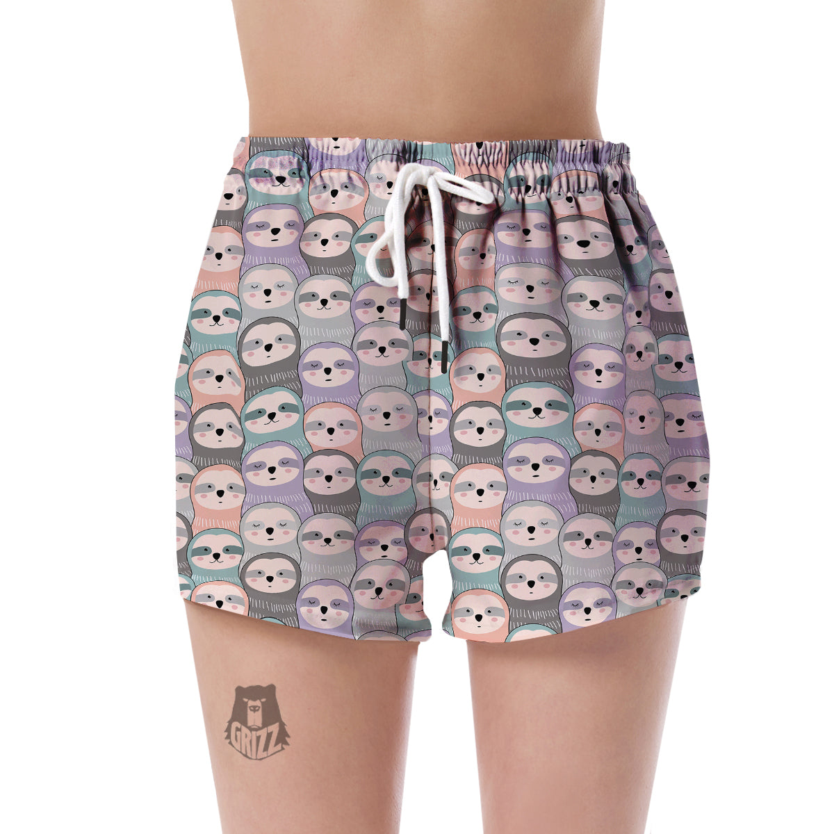 Colorful Sloth Pattern Print Women's Shorts-grizzshop