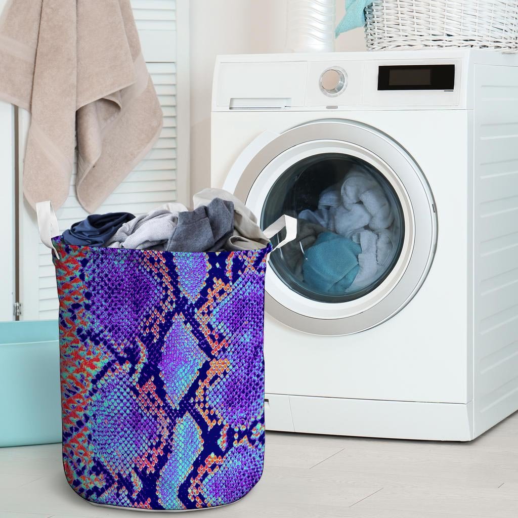 Colorful Snakeskin Print Laundry Basket-grizzshop