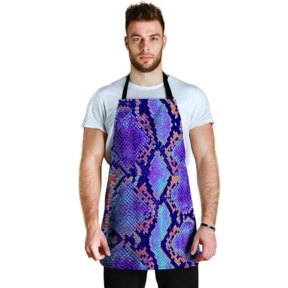 Colorful Snakeskin Print Men's Apron-grizzshop
