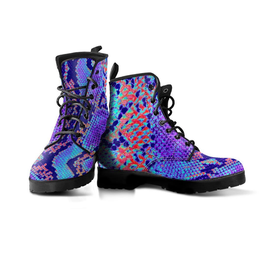 Colorful Snakeskin Print Men's Boots-grizzshop