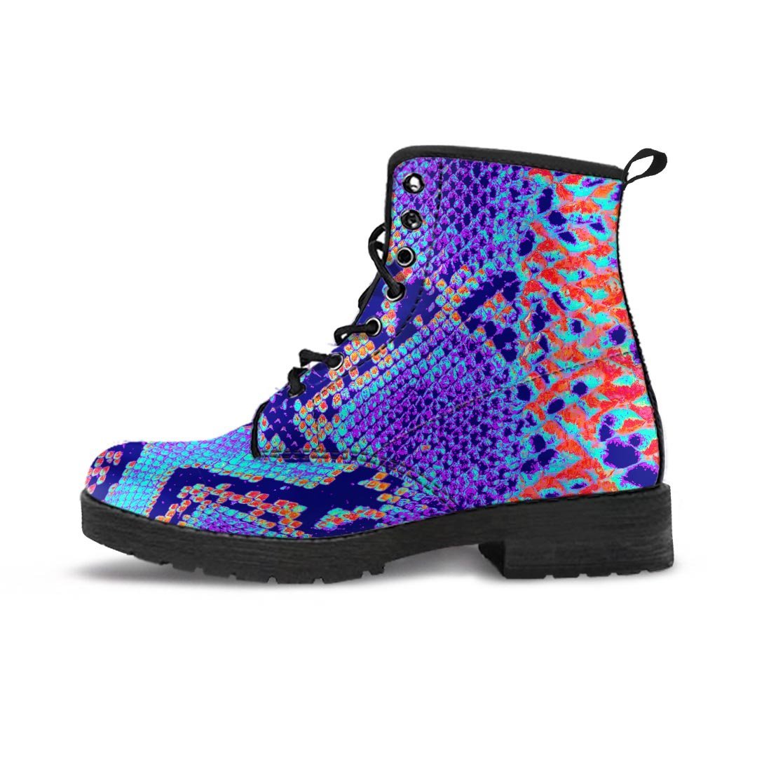 Colorful Snakeskin Print Men's Boots-grizzshop