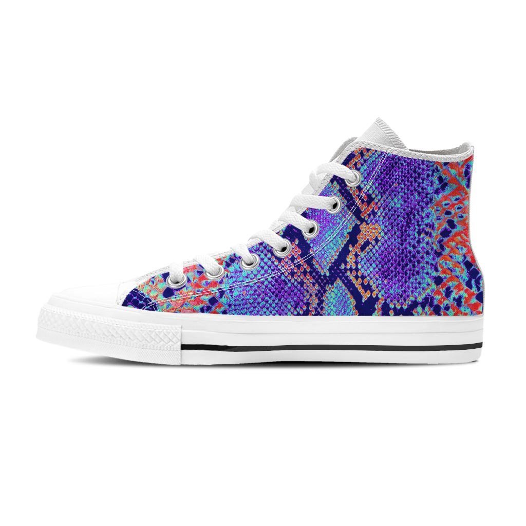 Colorful Snakeskin Print Men's High Top Shoes-grizzshop