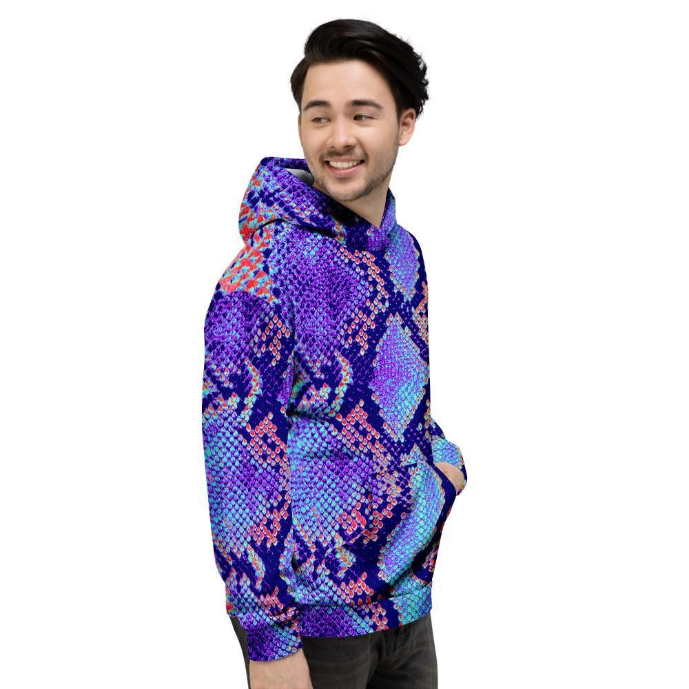 Colorful Snakeskin Print Men's Hoodie-grizzshop