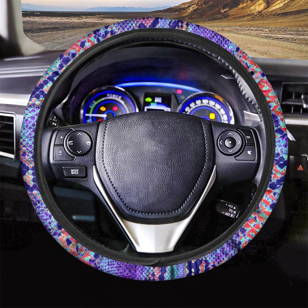 Colorful Snakeskin Print Steering Wheel Cover-grizzshop