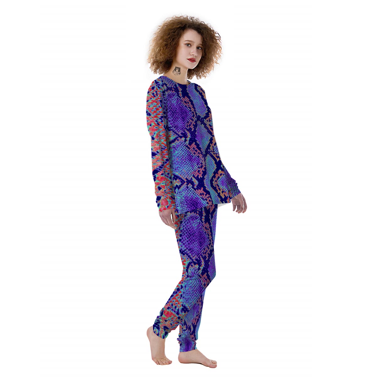 Colorful Snakeskin Print Women's Pajamas-grizzshop