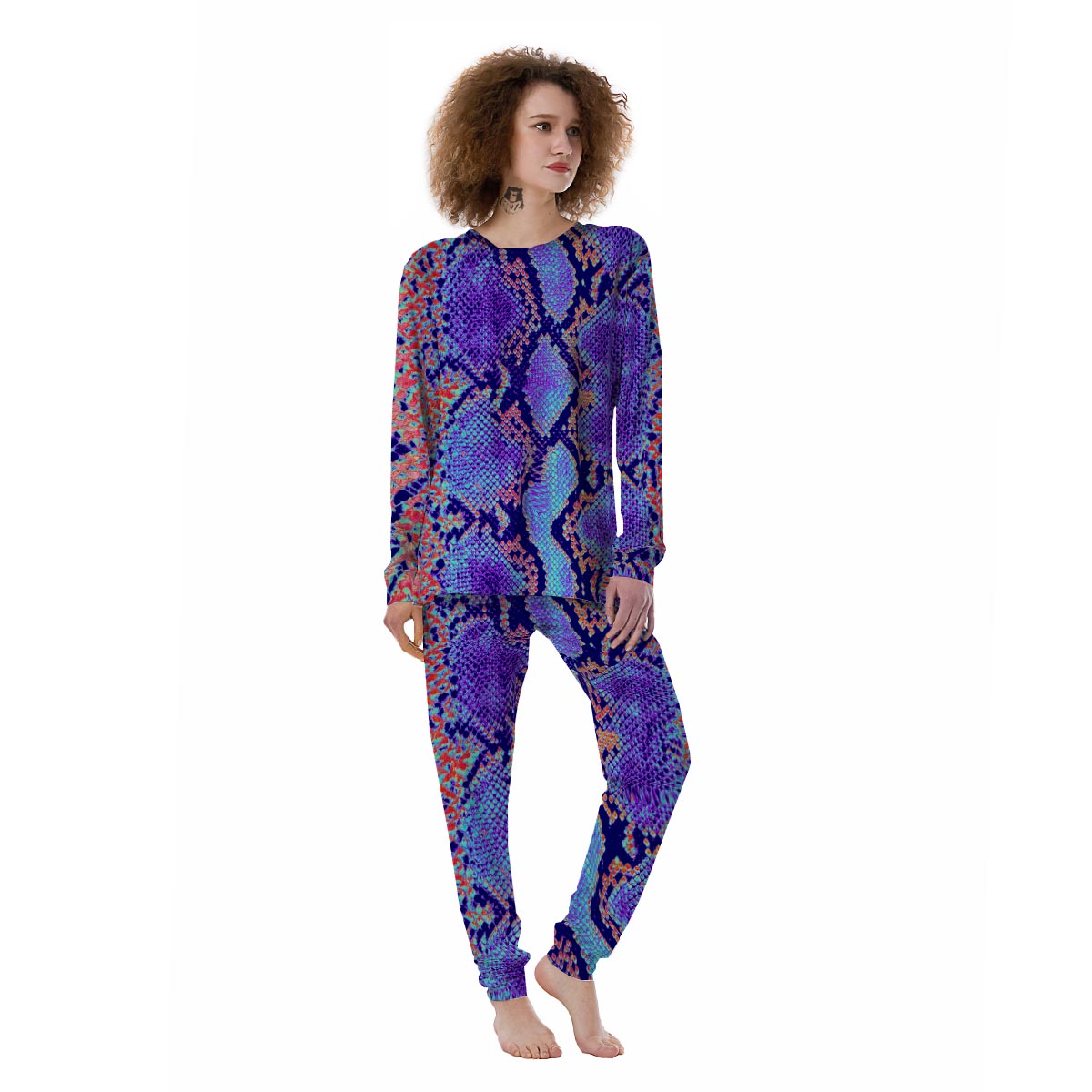 Colorful Snakeskin Print Women's Pajamas-grizzshop