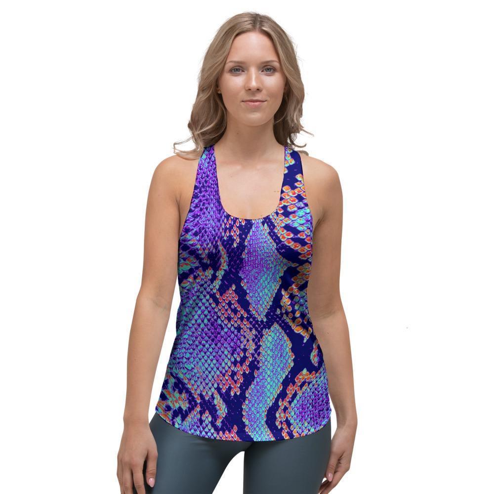 Colorful Snakeskin Print Women's Racerback Tank Top-grizzshop