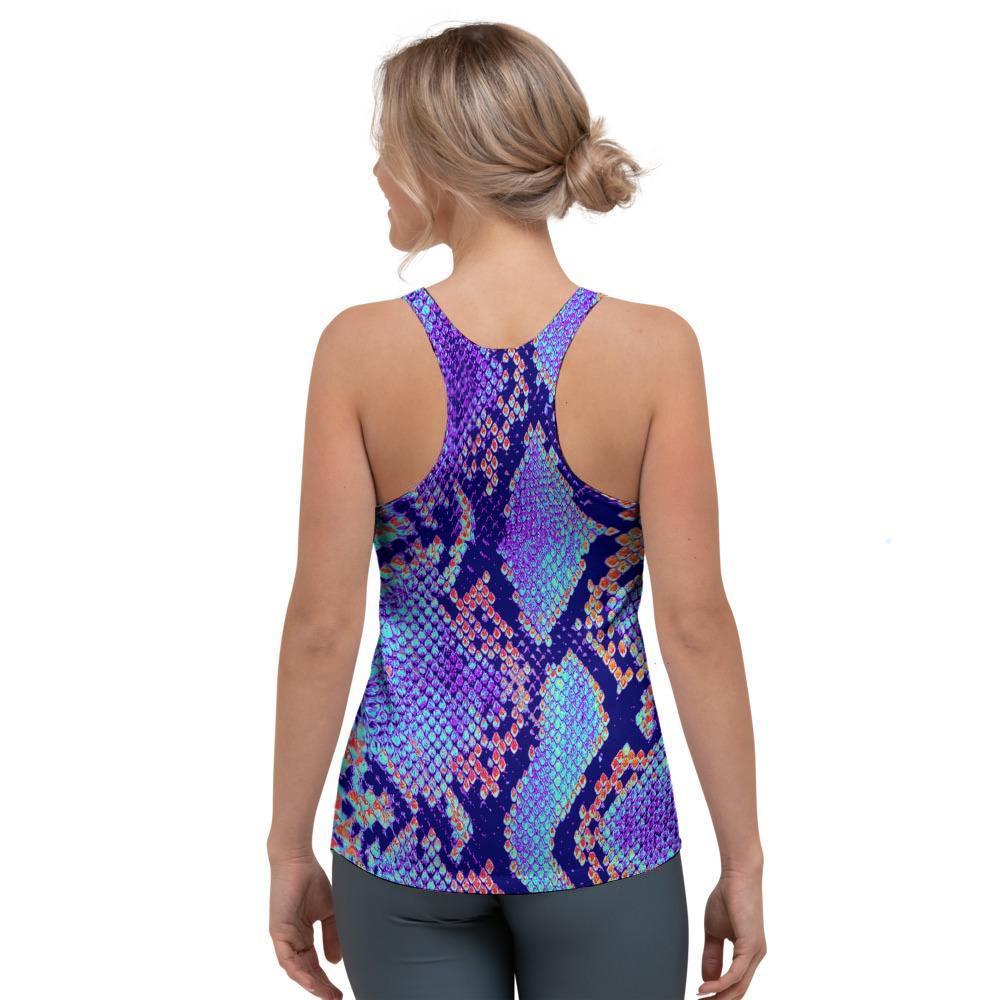 Colorful Snakeskin Print Women's Racerback Tank Top-grizzshop