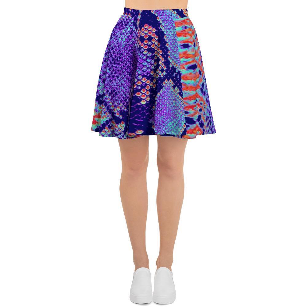 Colorful Snakeskin Print Women's Skirt-grizzshop