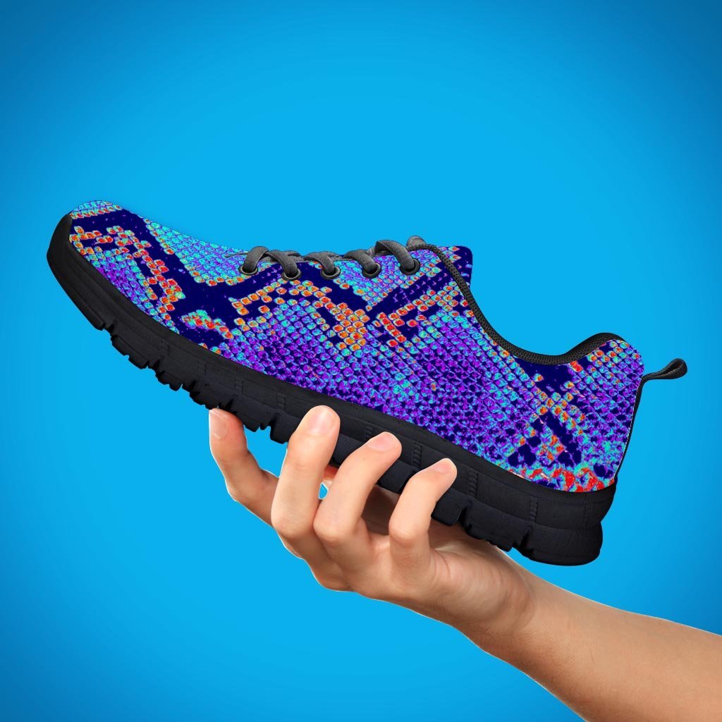 Colorful Snakeskin Print Women's Sneakers-grizzshop