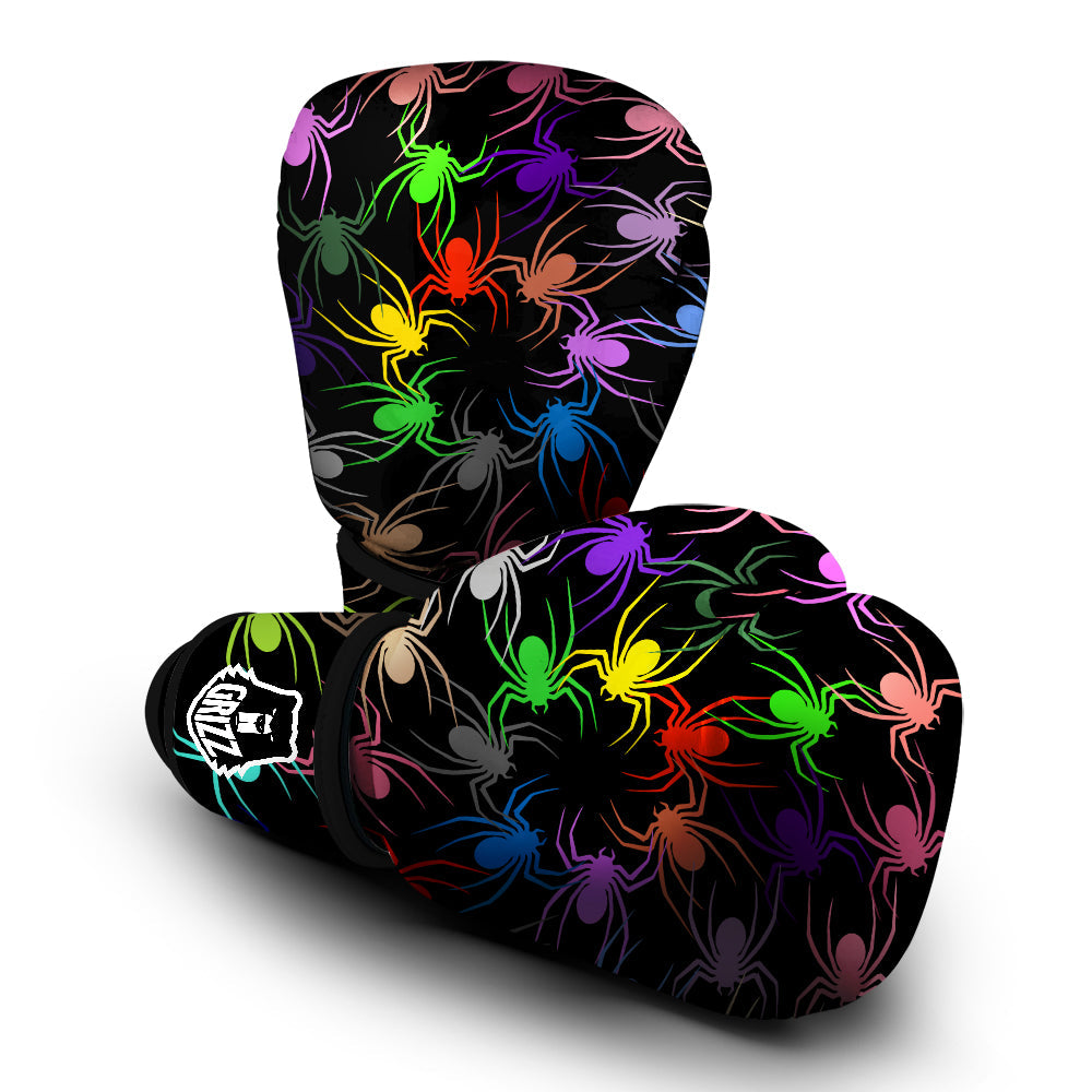 Colorful Spider And Spiral Web Print Boxing Gloves-grizzshop