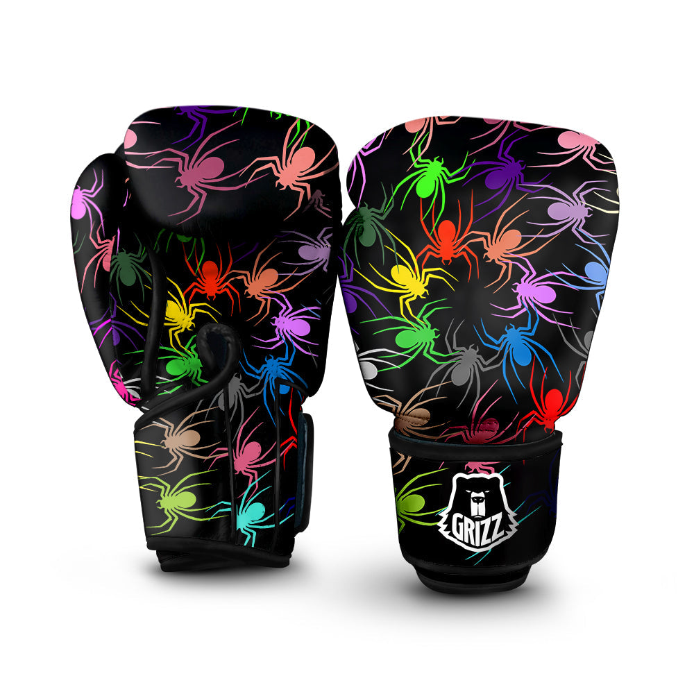 Colorful Spider And Spiral Web Print Boxing Gloves-grizzshop