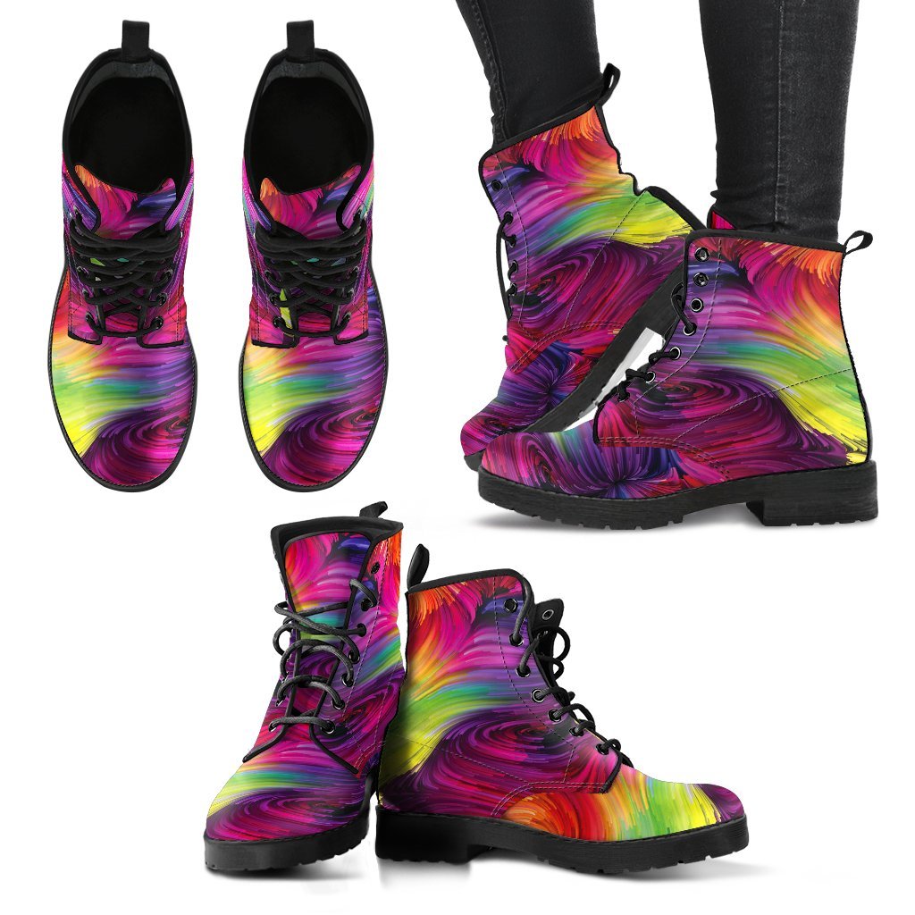 Colorful Spiritual Women's Leather Boots-grizzshop