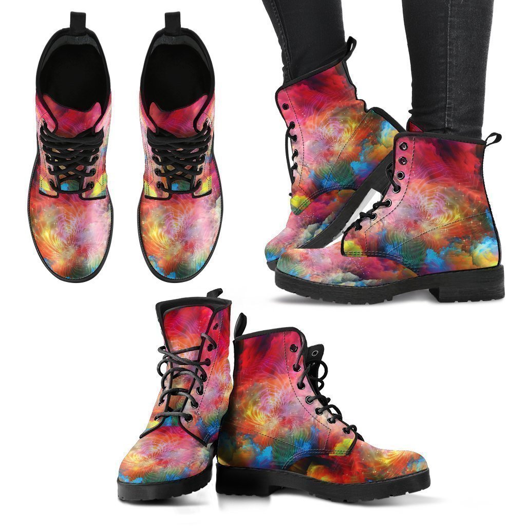 Colorful Spiritual Women's Leather Boots-grizzshop