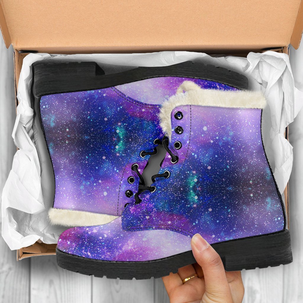 Colorful Star Galaxy Space Print Comfy Winter Boots-grizzshop