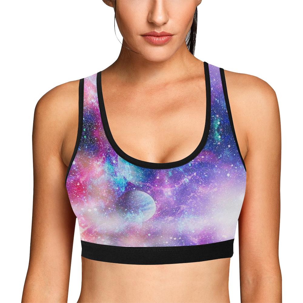 Colorful Star Galaxy Space Print Women Sports Bra-grizzshop