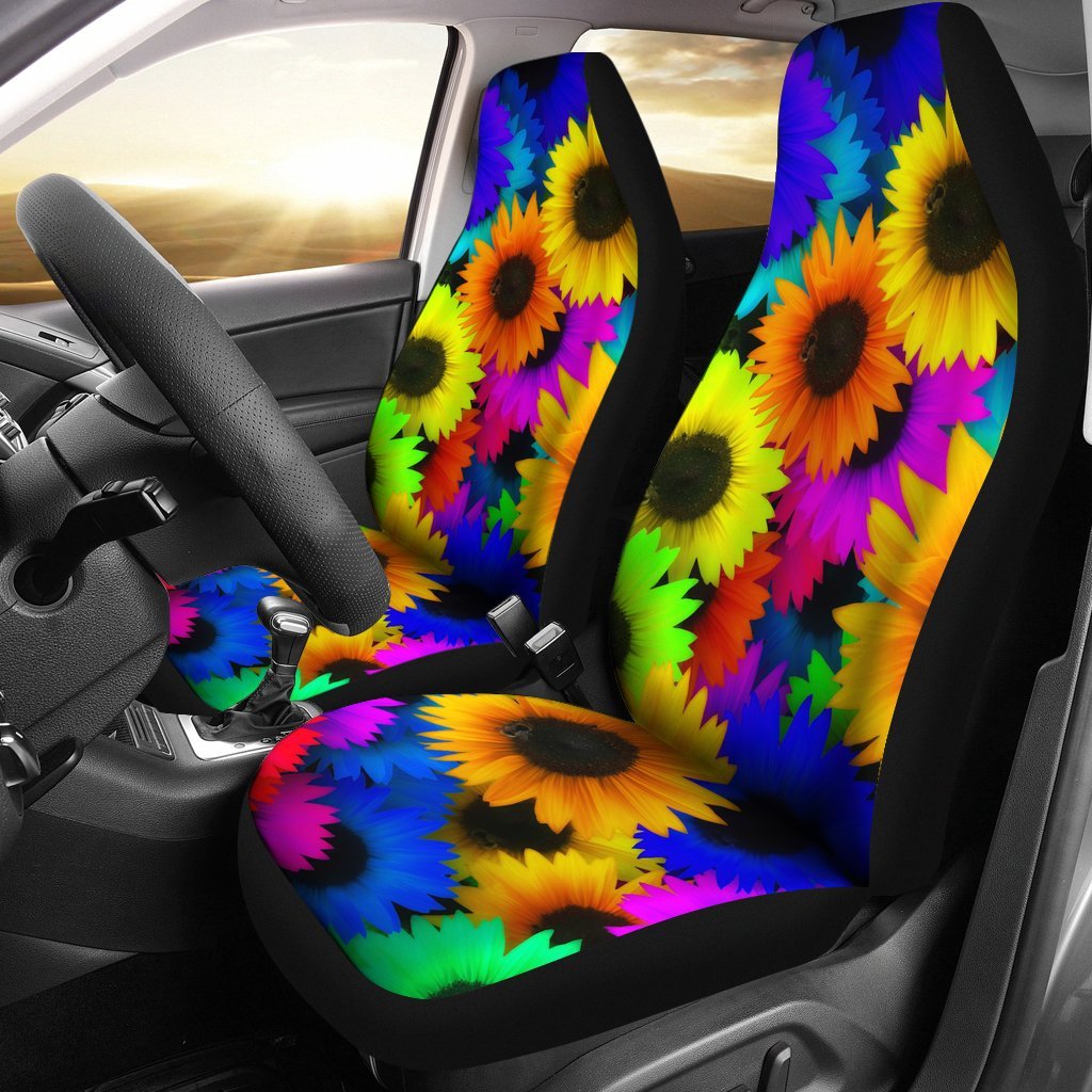 Colorful Sunflower Print Pattern Universal Fit Car Seat Cover-grizzshop