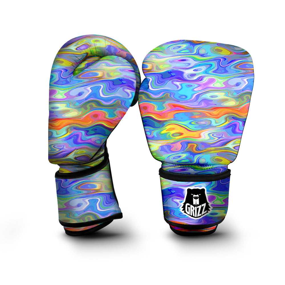 Colorful Tie Dye Wavy Hippie Print Boxing Gloves-grizzshop