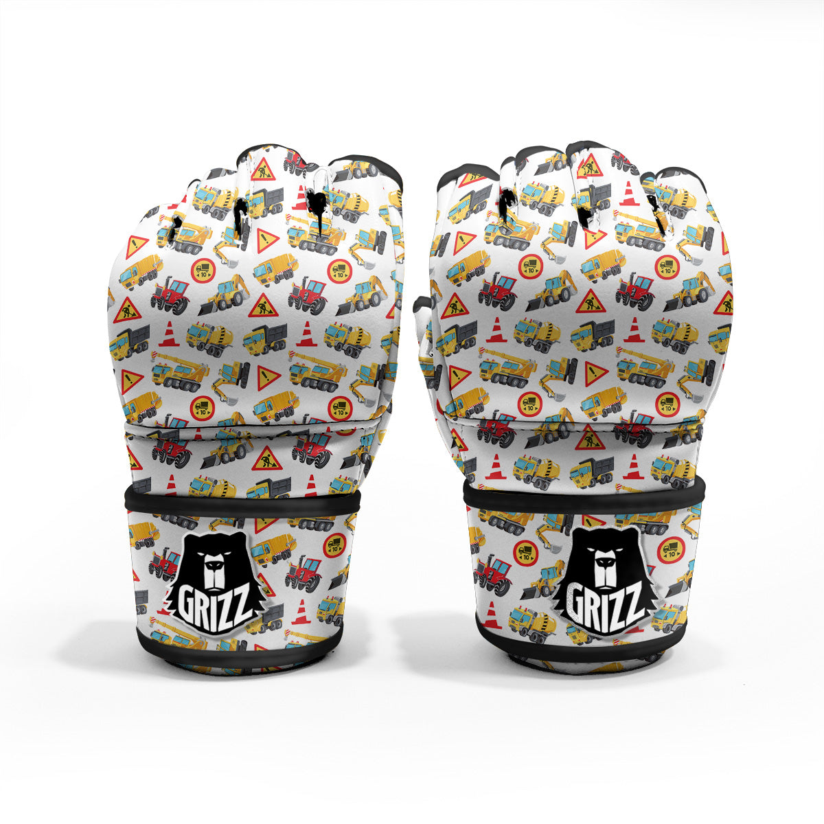 Colorful Toy Trucks And Tractor Print Pattern MMA Gloves-grizzshop