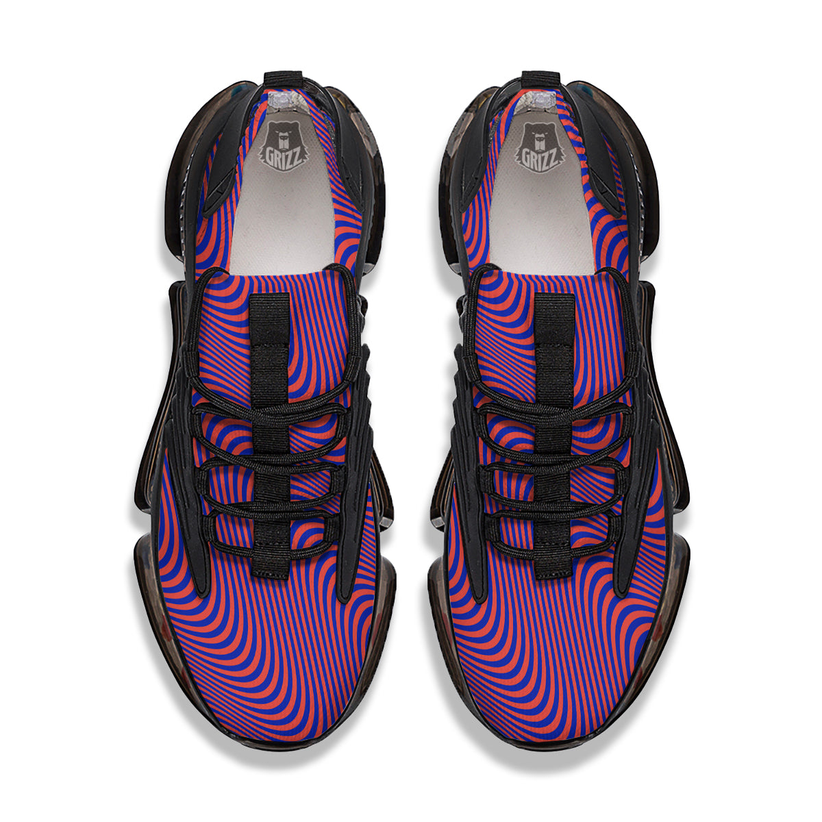 Colorful Wavy Bright Waves Print Black Gym Shoes-grizzshop