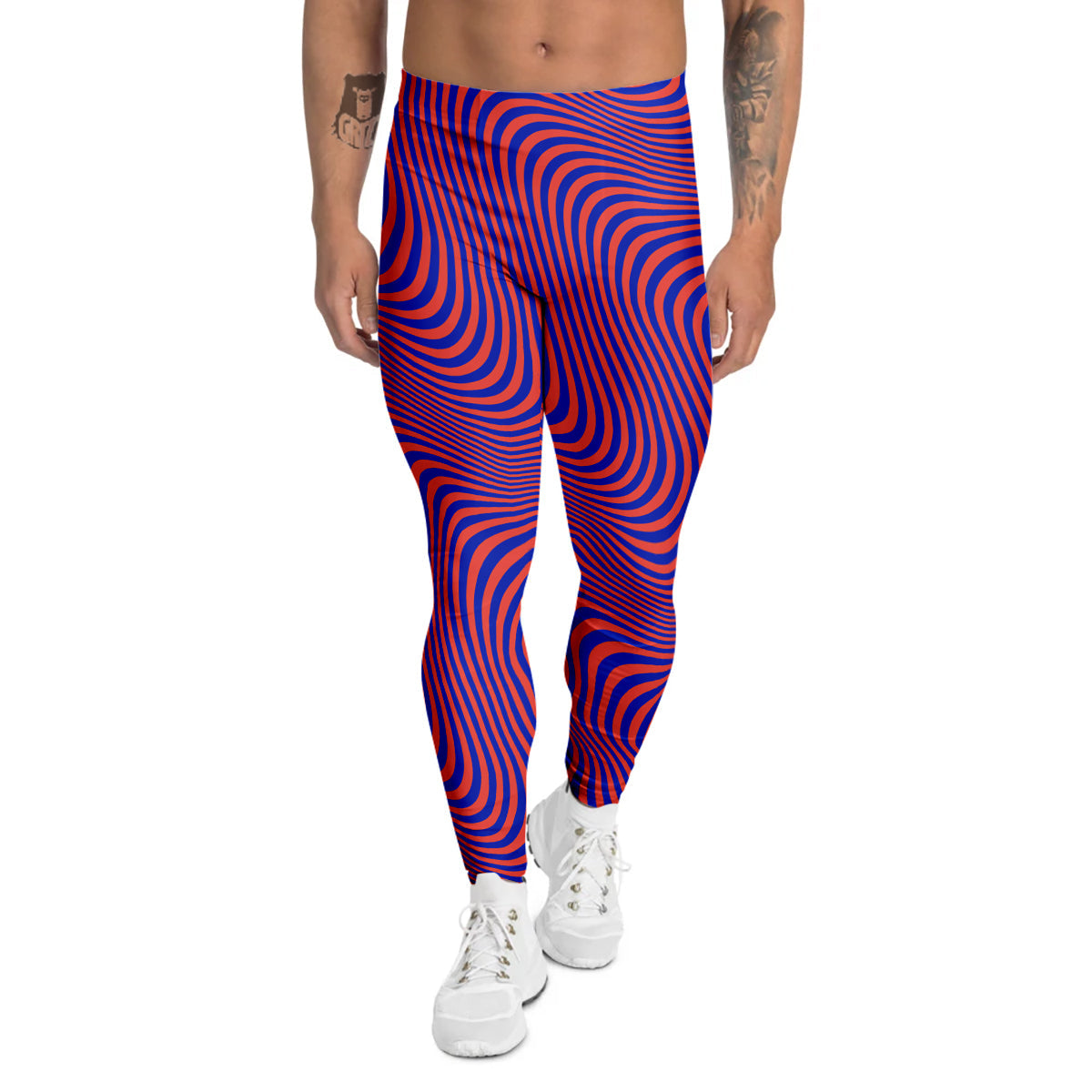 Colorful Wavy Bright Waves Print Men's Leggings-grizzshop