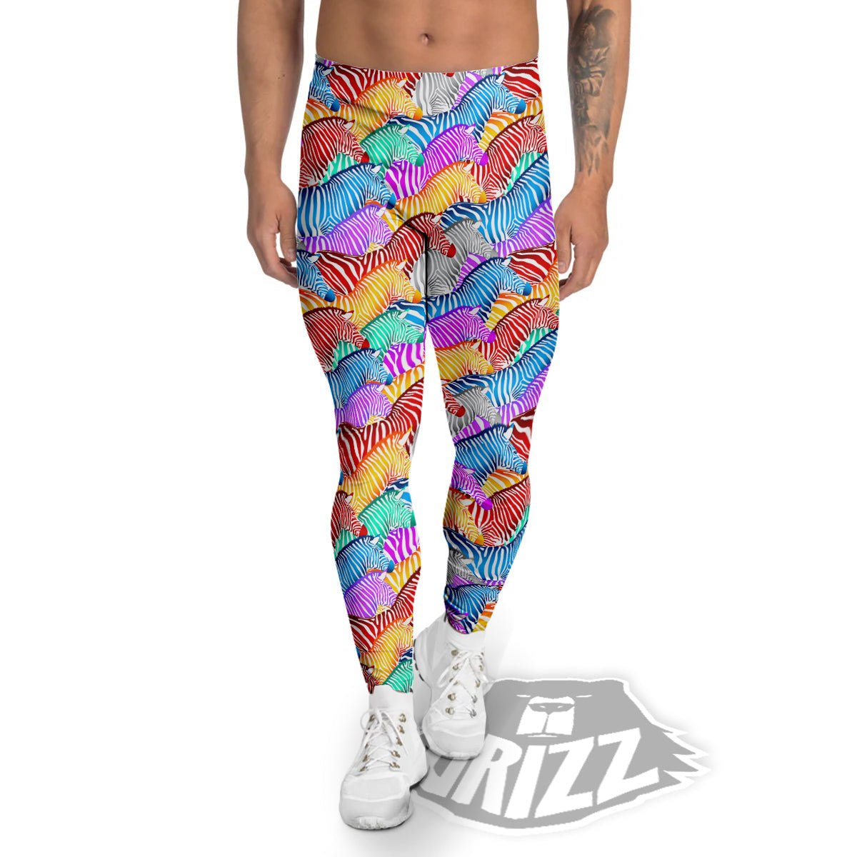 Colorful Zebra Print Pattern Men's Leggings-grizzshop