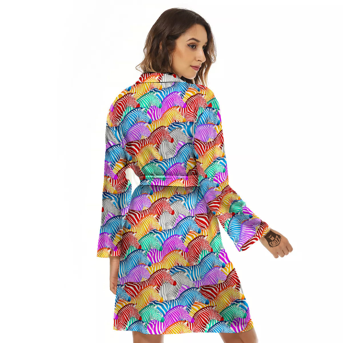 Colorful Zebra Print Pattern Women's Robe-grizzshop