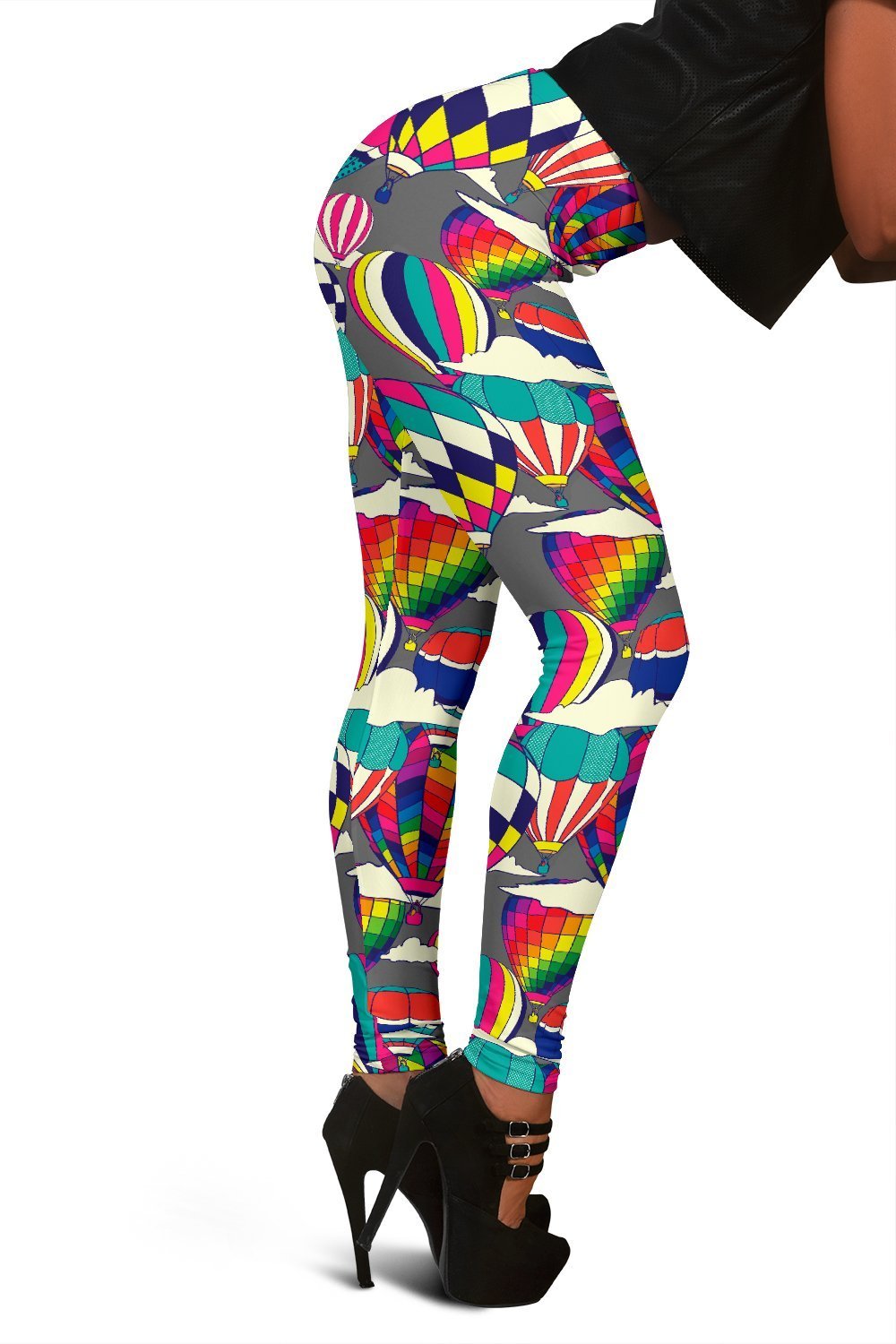 Colorful Hot Air Balloon Pattern Print Women Leggings-grizzshop
