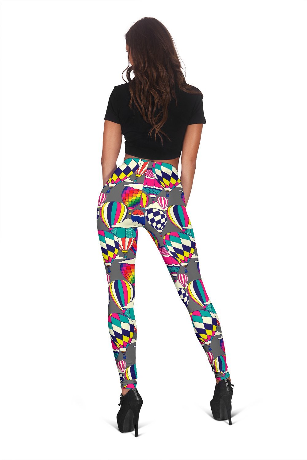 Colorful Hot Air Balloon Pattern Print Women Leggings-grizzshop