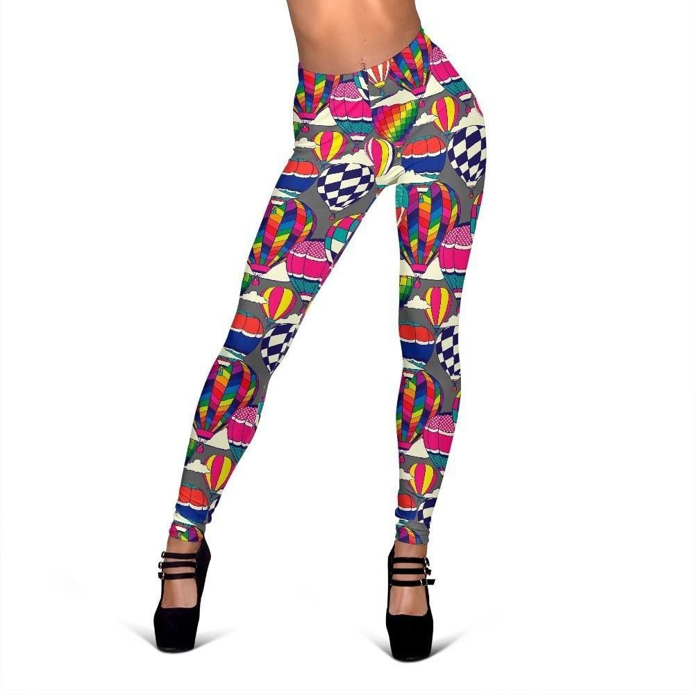 Colorful Hot Air Balloon Pattern Print Women Leggings-grizzshop