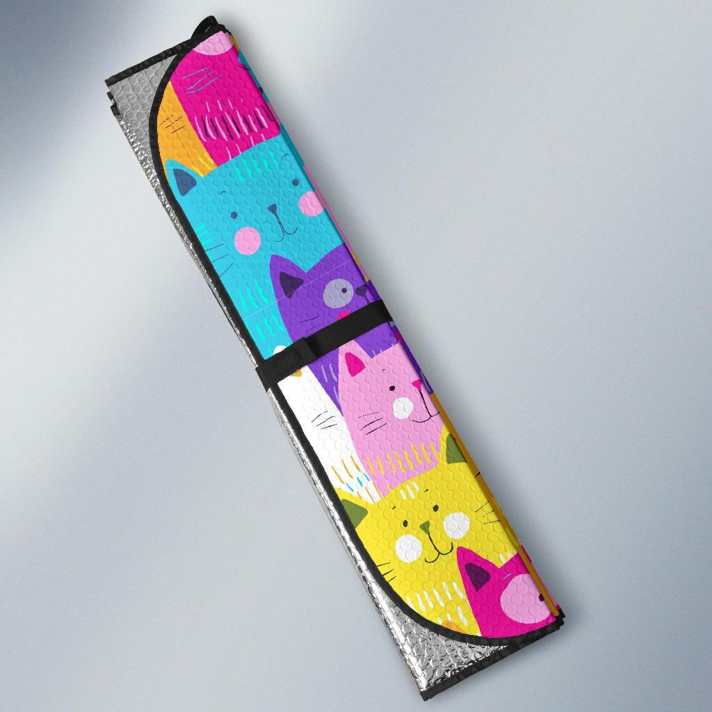 Colorful Kitten Cat Pattern Print Car Sun Shade-grizzshop