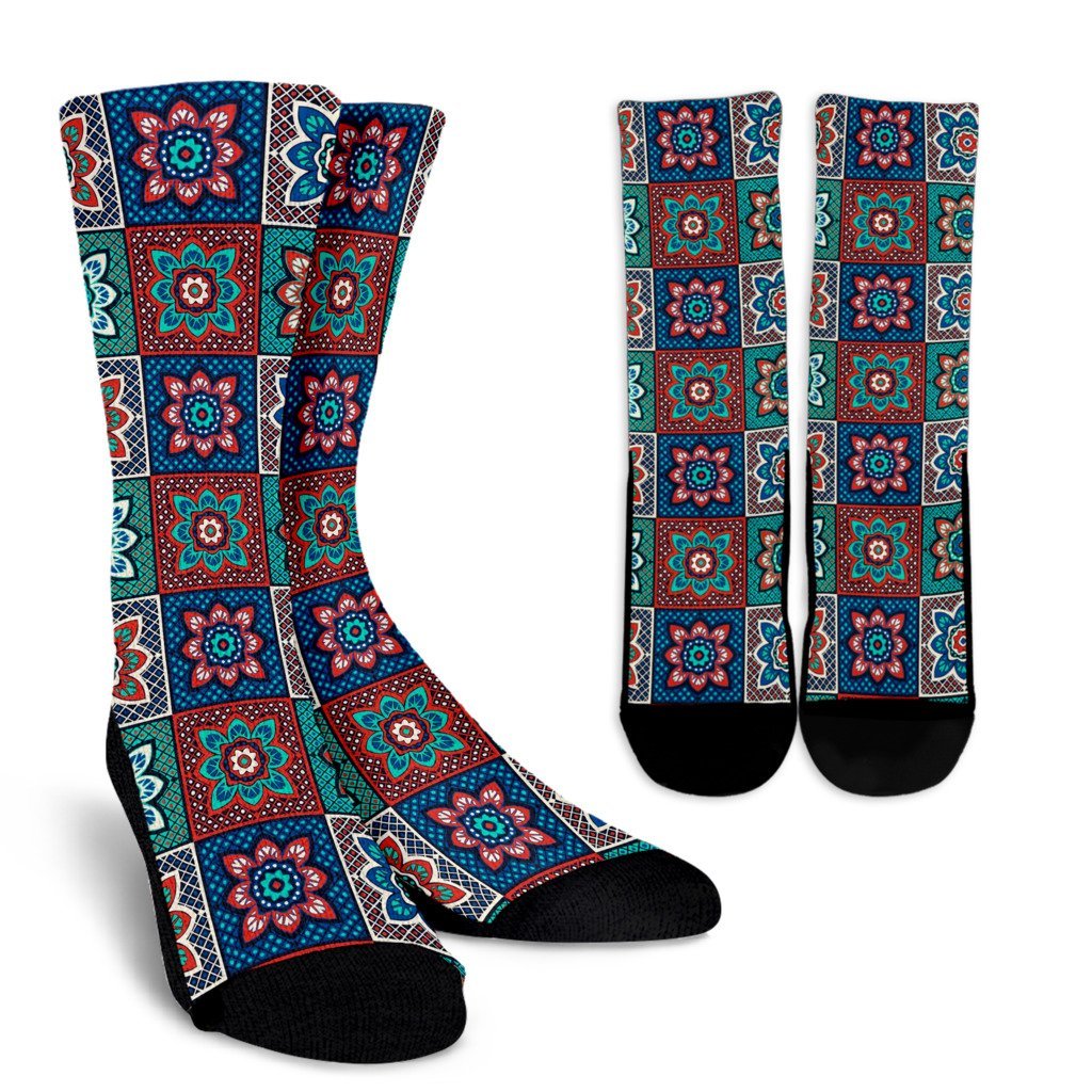 Colorful Mosaic Print Pattern Unisex Crew Socks-grizzshop
