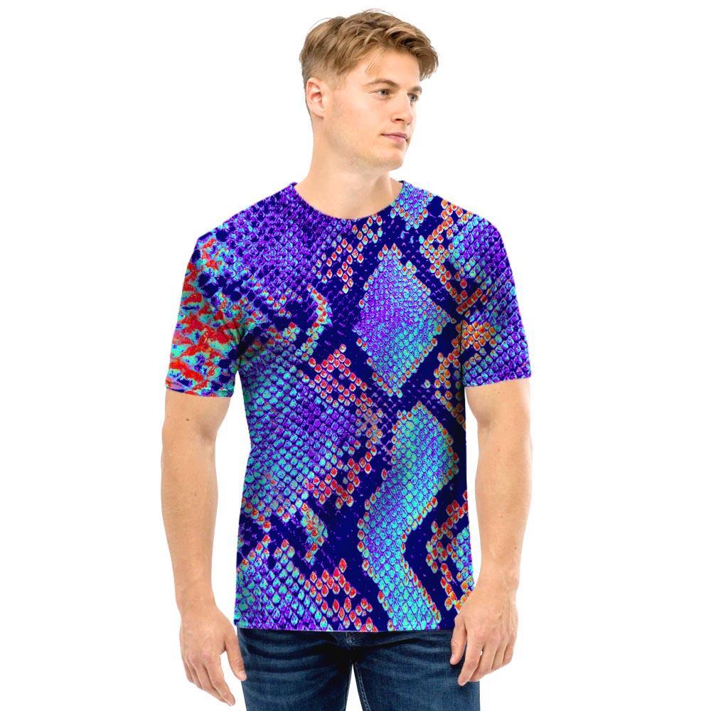 Colorful Snakeskin Print Men T Shirt-grizzshop