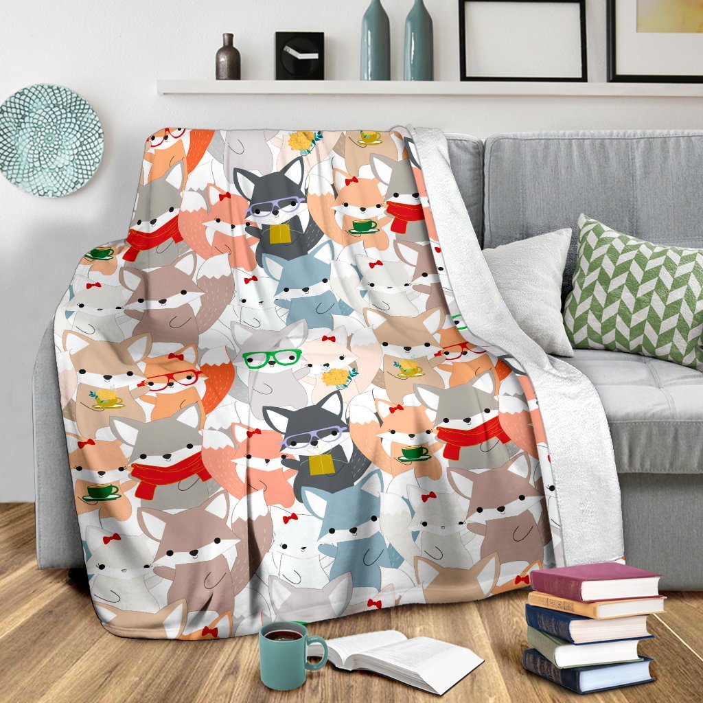 Colorul Fox Pattern Print Blanket-grizzshop