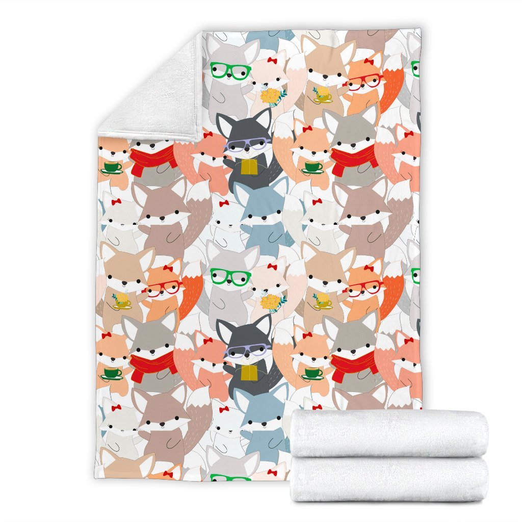 Colorul Fox Pattern Print Blanket-grizzshop
