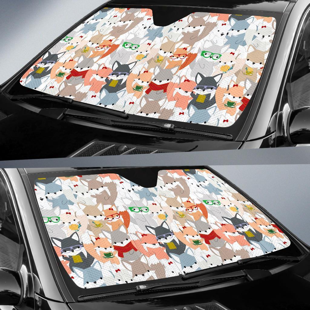 Colorul Fox Pattern Print Car Sun Shade-grizzshop