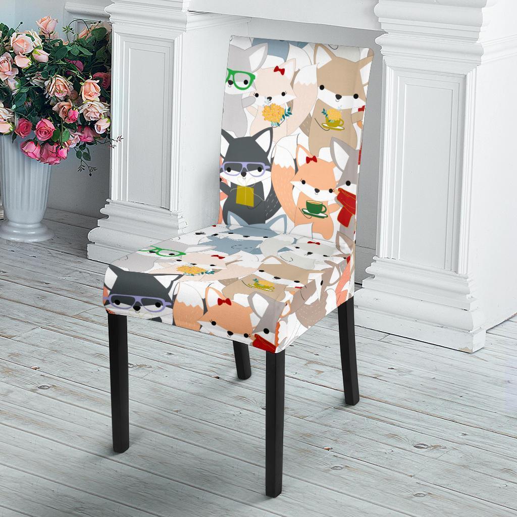 Colorul Fox Pattern Print Chair Cover-grizzshop