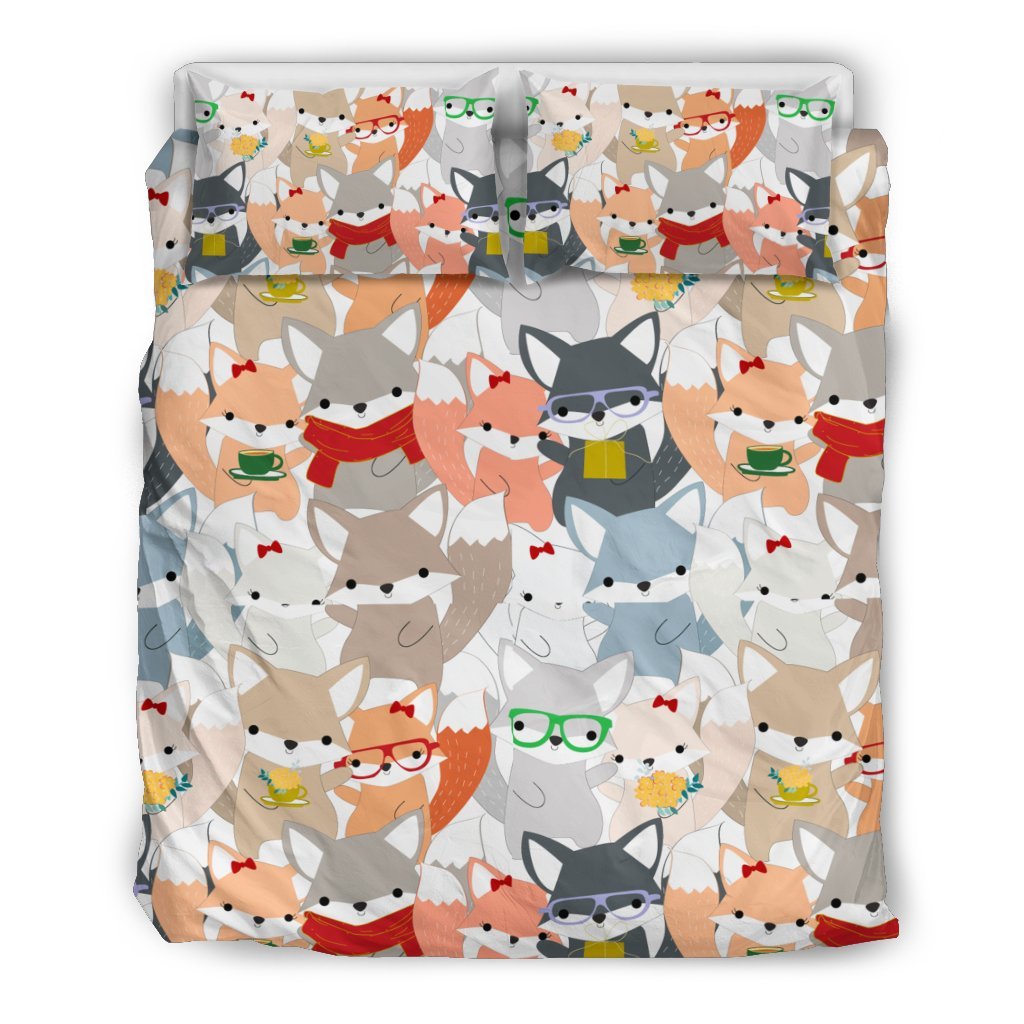 Colorul Fox Pattern Print Duvet Cover Bedding Set-grizzshop